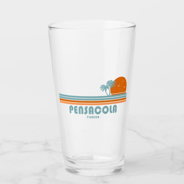 Pensacola Florida Sun Palm Trees Glass (Front)