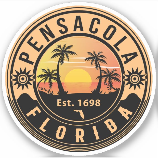 Pensacola Florida tropical Retro Sunset Souvenirs (Front)