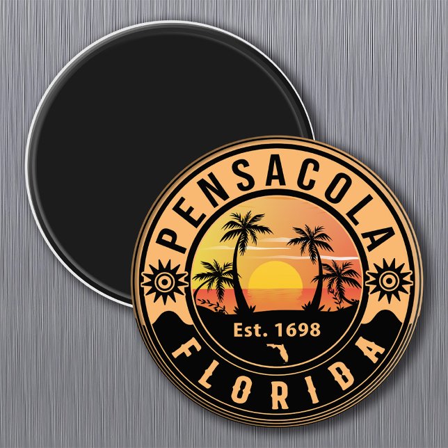 Pensacola Florida tropical Retro Sunset Souvenirs Magnet (Creator Uploaded)