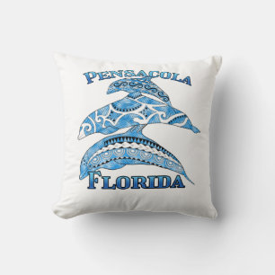Pensacola Florida Vacation Tribal Dolphins Throw Pillow
