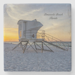 Pensacola Lifeguard Station Sunrise Stone Coaster