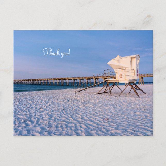 Pensacola Morning Lifeguard Stand & Pier Thank You Postcard (Front)