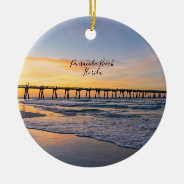 Pensacola Pier Côté Sunrise Circle Ornement (Devant)