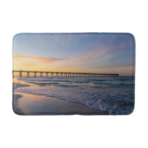 Pensacola Pier Shoreline Sunrise Bath Mat