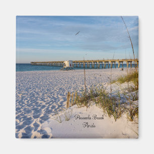 Pensacola Sand Dunes Pier Matin Carré Magnet