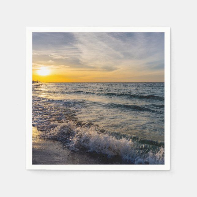 Pensacola Splashing Waves Sunrise Paper Napkin (Front)