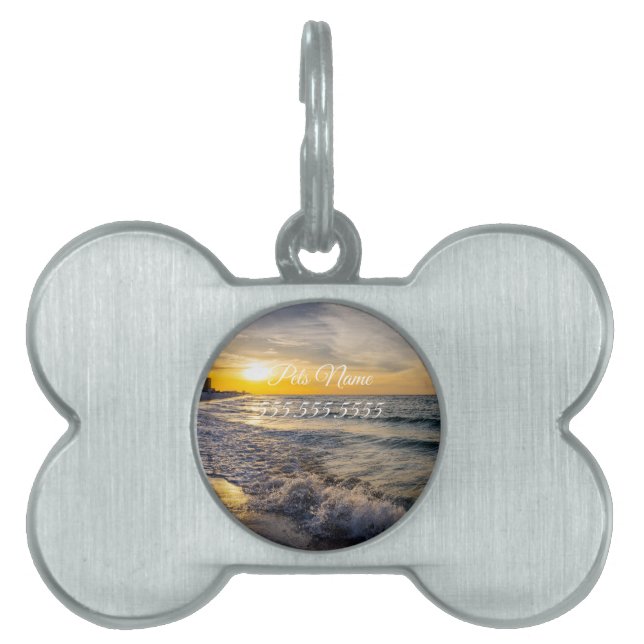 Pensacola Splashing Waves Sunrise Pet Tag (Front)