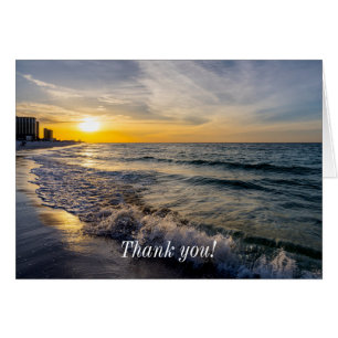 Pensacola Splashing Waves Sunrise Thank You Card