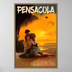 Pensacola Sunset Escambia County Florida Beach Poster