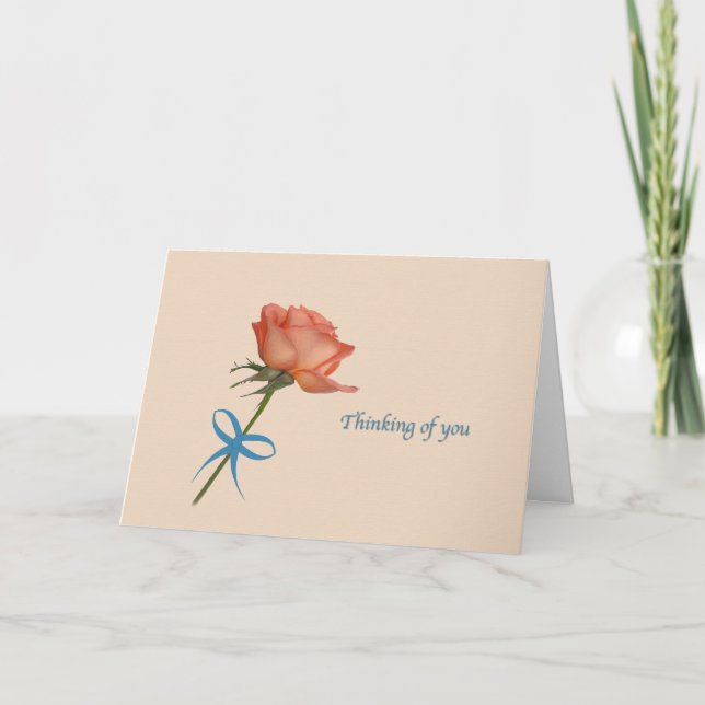 Pensant à vous, carte rose de saumon (Devant)