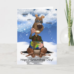 Pensée de Groundhog de carte de voeux de jour de