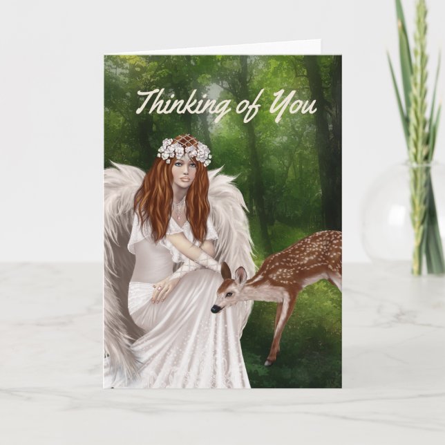 Pensée moderne de vous Carte avec Angel (Devant)