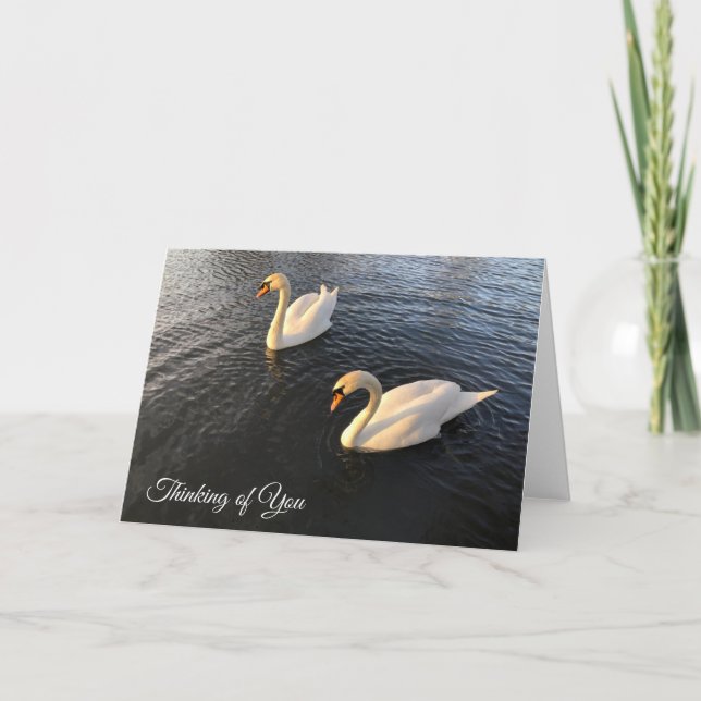 Penser à votre carte avec l'image de deux cygnes (Devant)