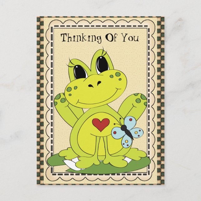 Penser à votre pays carte postale de grenouille (Devant)