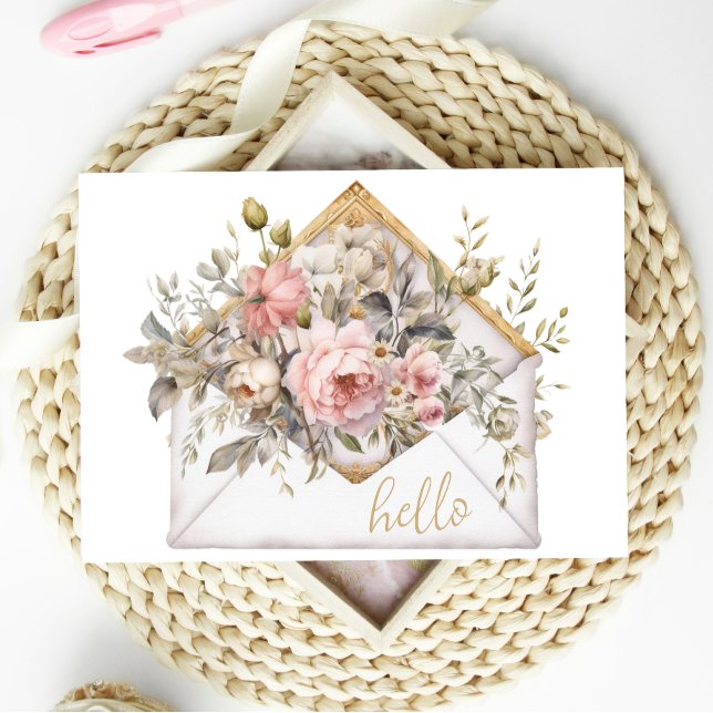 Penser à vous Bonjour jolie carte florale (Créateur téléchargé)