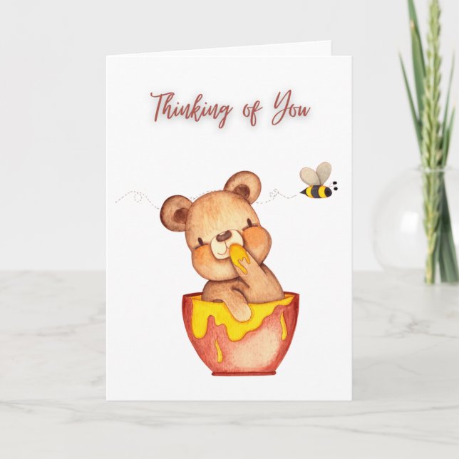 Penser à vous - Carte de voeux d'ours de miel (Devant)