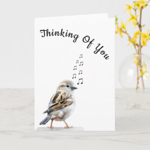 Penser à vous carte mignon oiseau