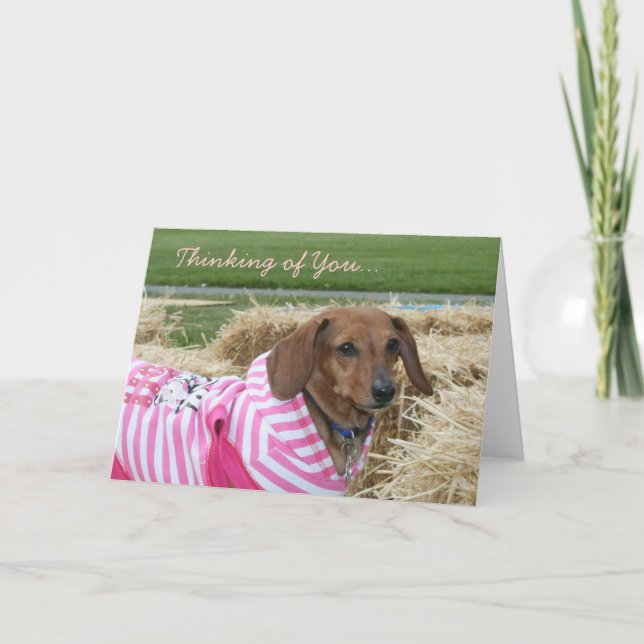 Penser à vous Dachshund carte de voeux (Devant)