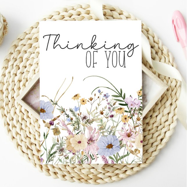 Penser à vous Fleur sauvage printemps carte floral (Créateur téléchargé)