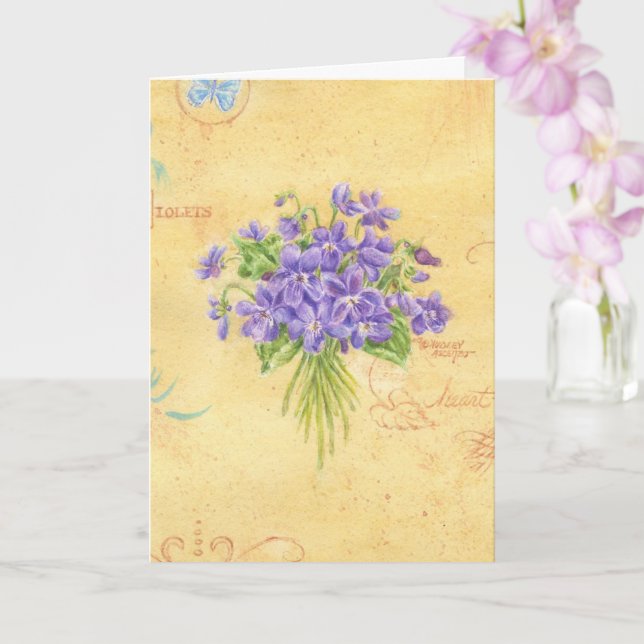 Penser à vous Magnifique Bouquet de Violets Carte (Orchidée)