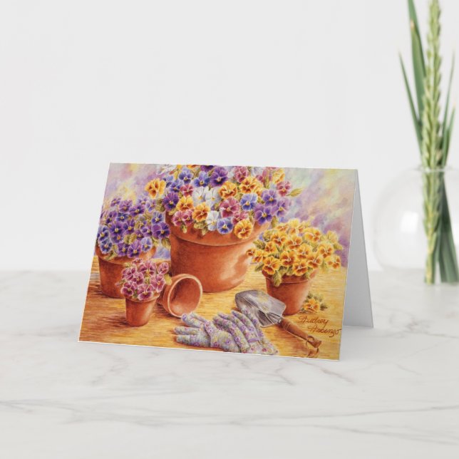 Penser à vous Pansies de jardin Carte de voeux (Devant)