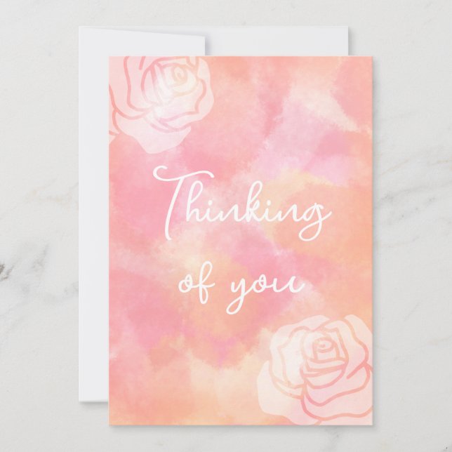 Penser à vous Rose Design Carte de voeux (Devant)