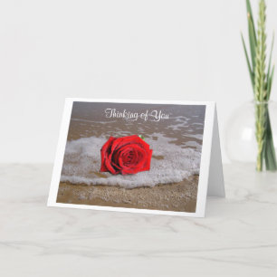 Penser à vous Rose rouge sur la plage Carte de voe