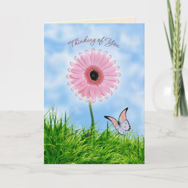 Pensez à votre carte avec fleur daisy-gerbera (Devant)