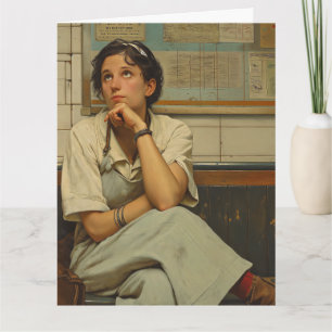 PENSEZ À VOUS RETRO FEMME GRANDE carte de voeux