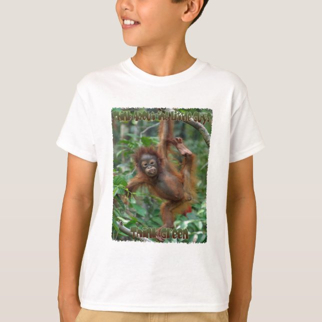 Pensez au petit T-shirt d'orang-outan de types (Devant)