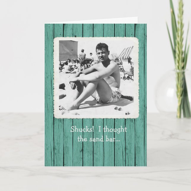 Pensez au Sand Bar Servi Bière Carte Anniversaire (Devant)