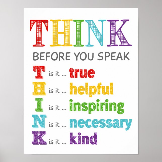Pensez avant de parler en classe Anti Bully Poster (Devant)