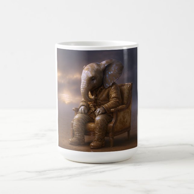 Pensive Elephant Gentleman Art Coffee Mug (Center)