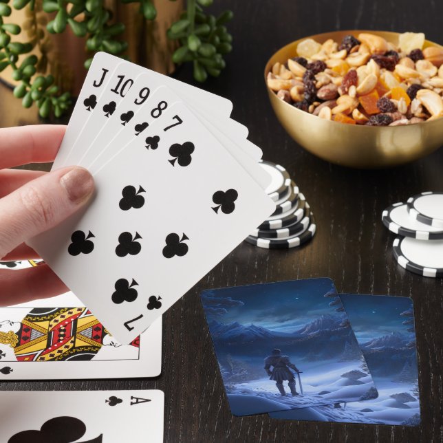 Pensive Knight of the Winter Wonderland Playing Cards (In Situ)