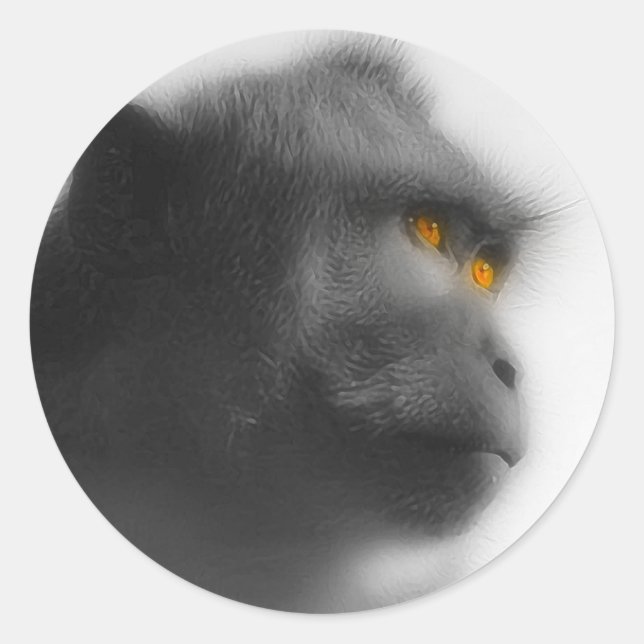 Pensive Monkey Classic Round Sticker (Front)