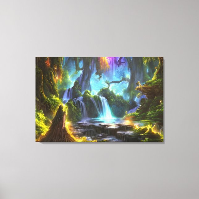 Pensive Woman | Colourful Nature | Fantasy Canvas Print (Front)