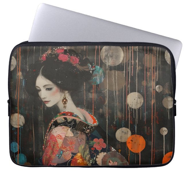 Pensive Woman in Kimono Laptop Sleeve (Front)