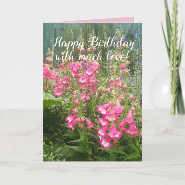 Penstemon Flower Garden floral Happy Birthday Card (Front)