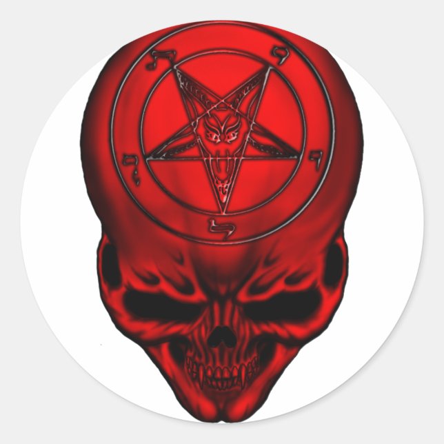 penta skull classic round sticker (Front)