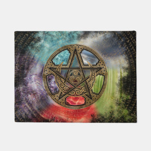 Pentacle Elemental Triskelion Moon Ornament Doormat