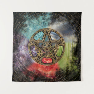 Pentacle Elemental Triskelion Moon Ornament Tapestry