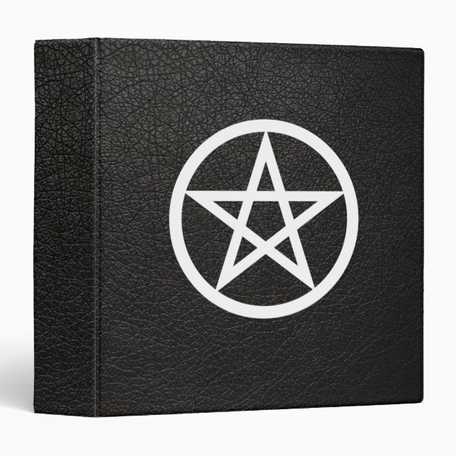 PENTACLE GRIMOIRE BOOK OF SHADOWS BLACK LEATHER BINDER (Front/Spine)