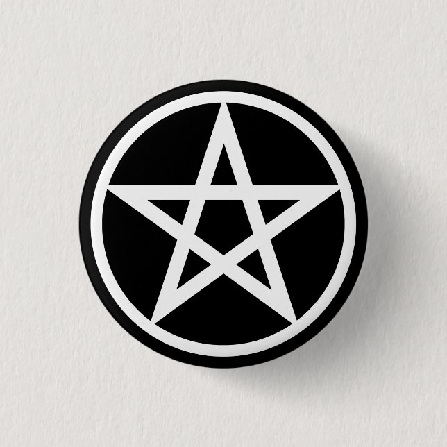 Pentacle Large on Blk 1 Inch Round Button (Front)
