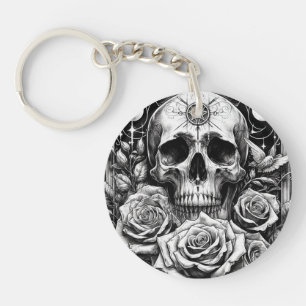 Pentacle Occulte Crâne de Squelette & Roses