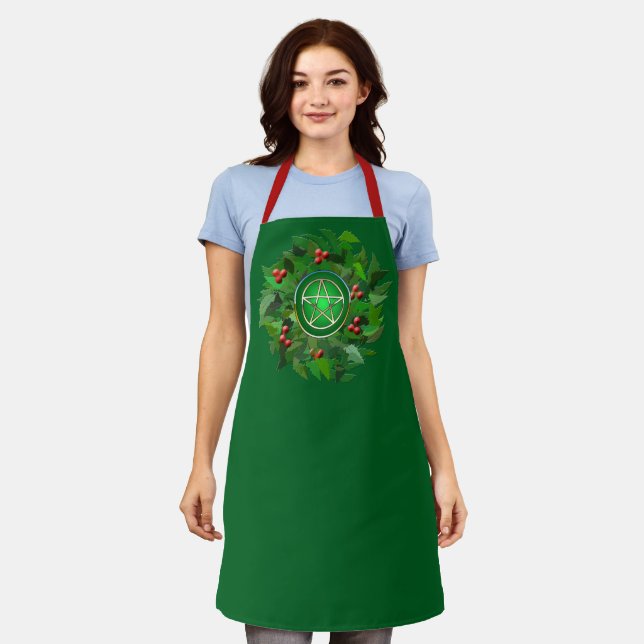 Pentacle on Holly Wreath Apron (Worn)