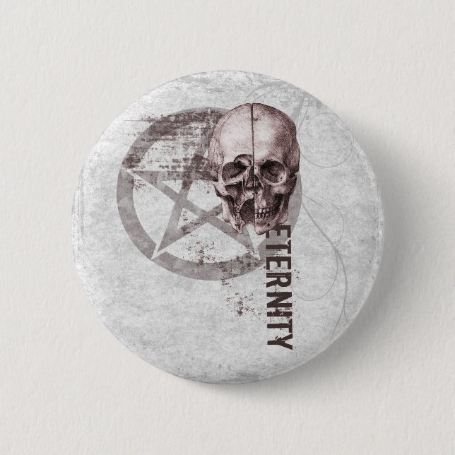 Pentacle Skull 2 Inch Round Button (Front)