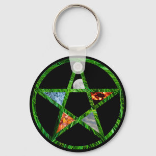 Pentacle with Elements Keychain