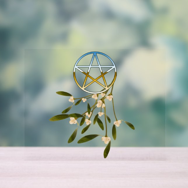 Pentacle with Mistletoe Acrylic Sign (Neutral)