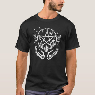 Pentacle Wreath With Skeleton Hands Crystals and M T-Shirt