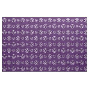 Pentacules blanches sur tissu de sorcière mauve C
